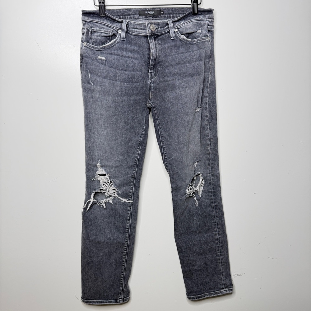 Hudson jeans Nico straight gray ripped distressed size 29